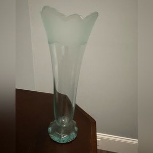 Stephen Schlanser Signed 1992 Art Glass Light Green "Scapes" Vase, 13" Tall rare